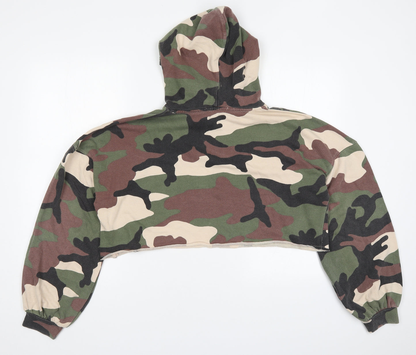 Missguided Womens Green Camouflage Cotton Pullover Hoodie Size 12  Pullover