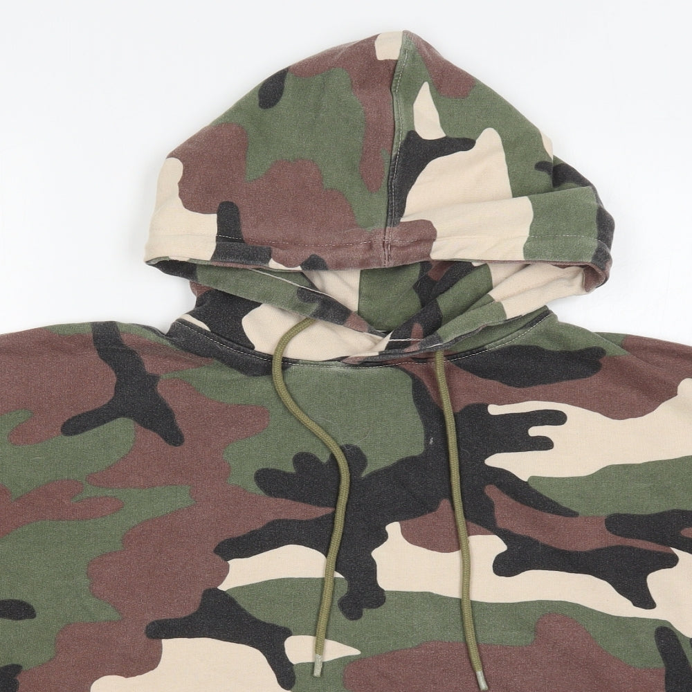 Missguided Womens Green Camouflage Cotton Pullover Hoodie Size 12  Pullover