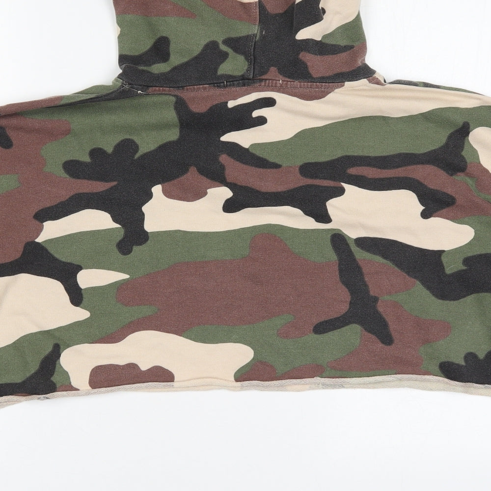 Missguided Womens Green Camouflage Cotton Pullover Hoodie Size 12  Pullover