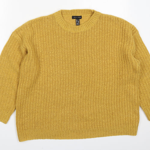 New Look Womens Yellow Round Neck  Acrylic Pullover Jumper Size S