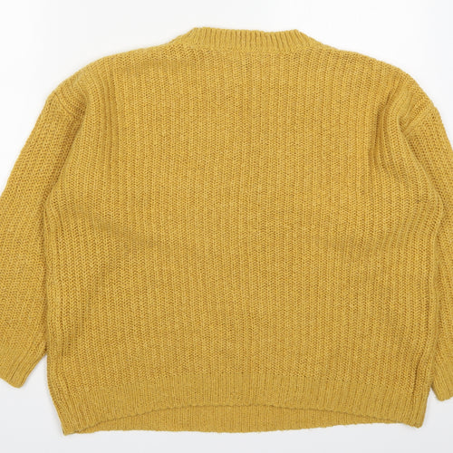 New Look Womens Yellow Round Neck  Acrylic Pullover Jumper Size S