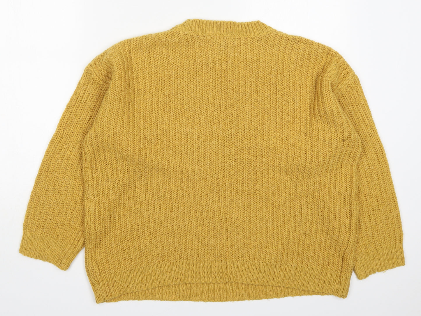 New Look Womens Yellow Round Neck  Acrylic Pullover Jumper Size S
