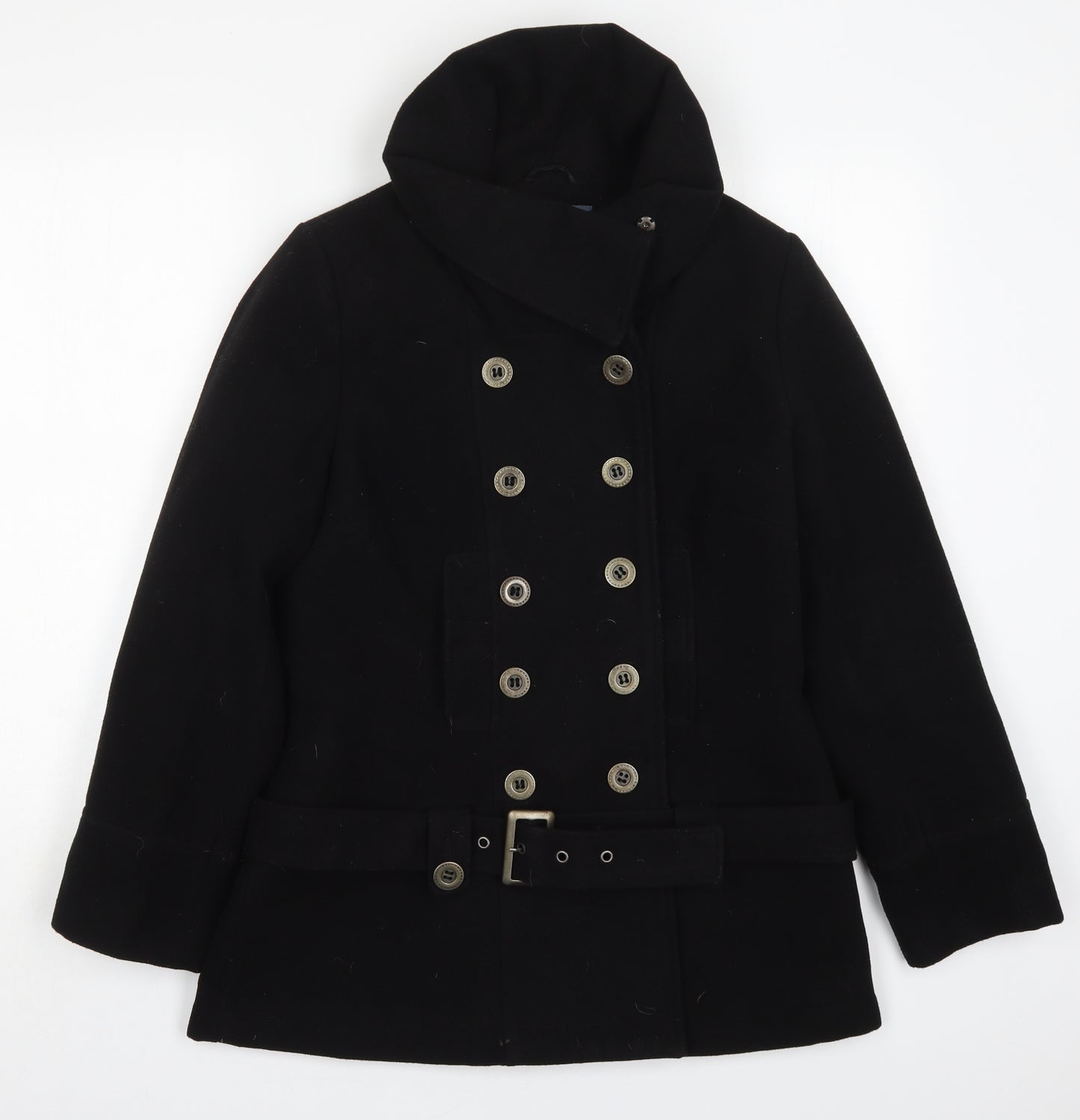 Evie Womens Black   Pea Coat Coat Size 12  Button