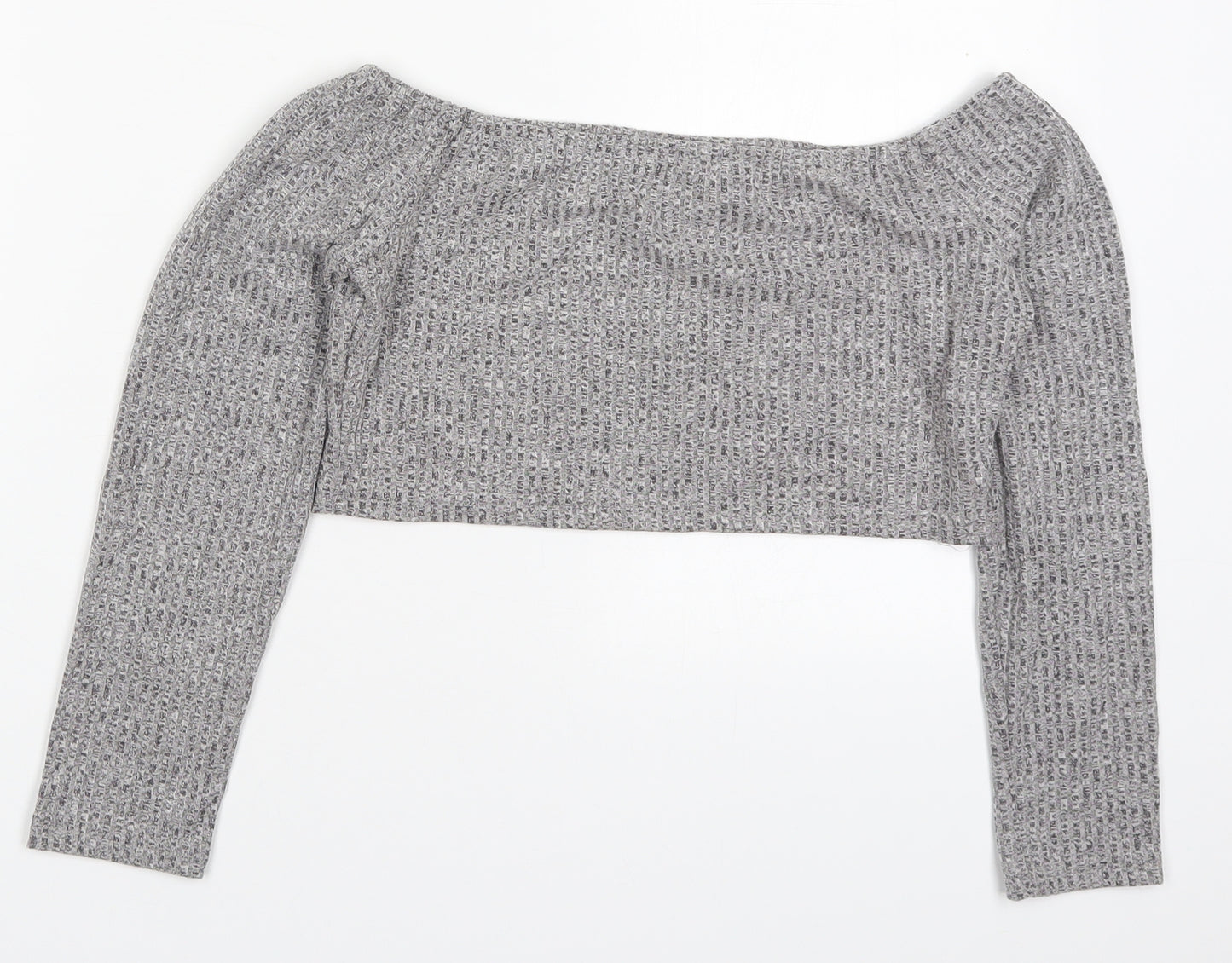 Preworn Womens Grey  Cotton Cropped T-Shirt Size M Round Neck