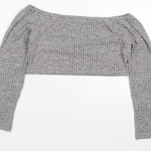 Preworn Womens Grey  Cotton Cropped T-Shirt Size M Round Neck
