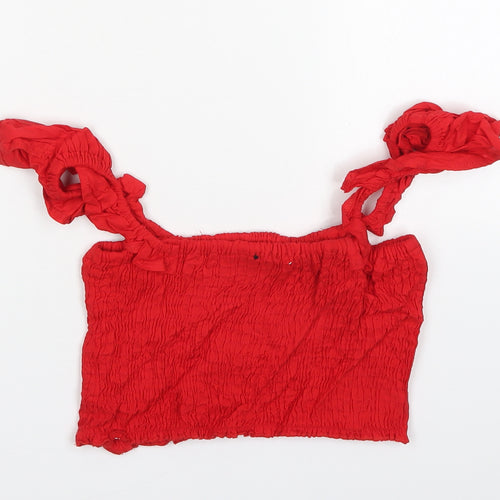 PRETTYLITTLETHING Womens Red  Viscose Cropped Tank Size 8 Square Neck