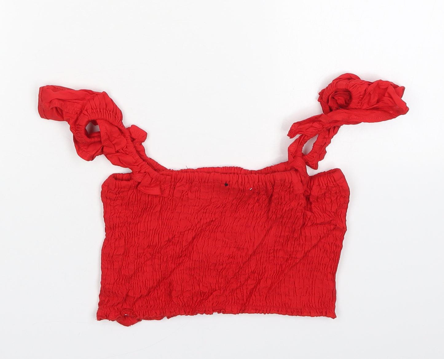 PRETTYLITTLETHING Womens Red  Viscose Cropped Tank Size 8 Square Neck
