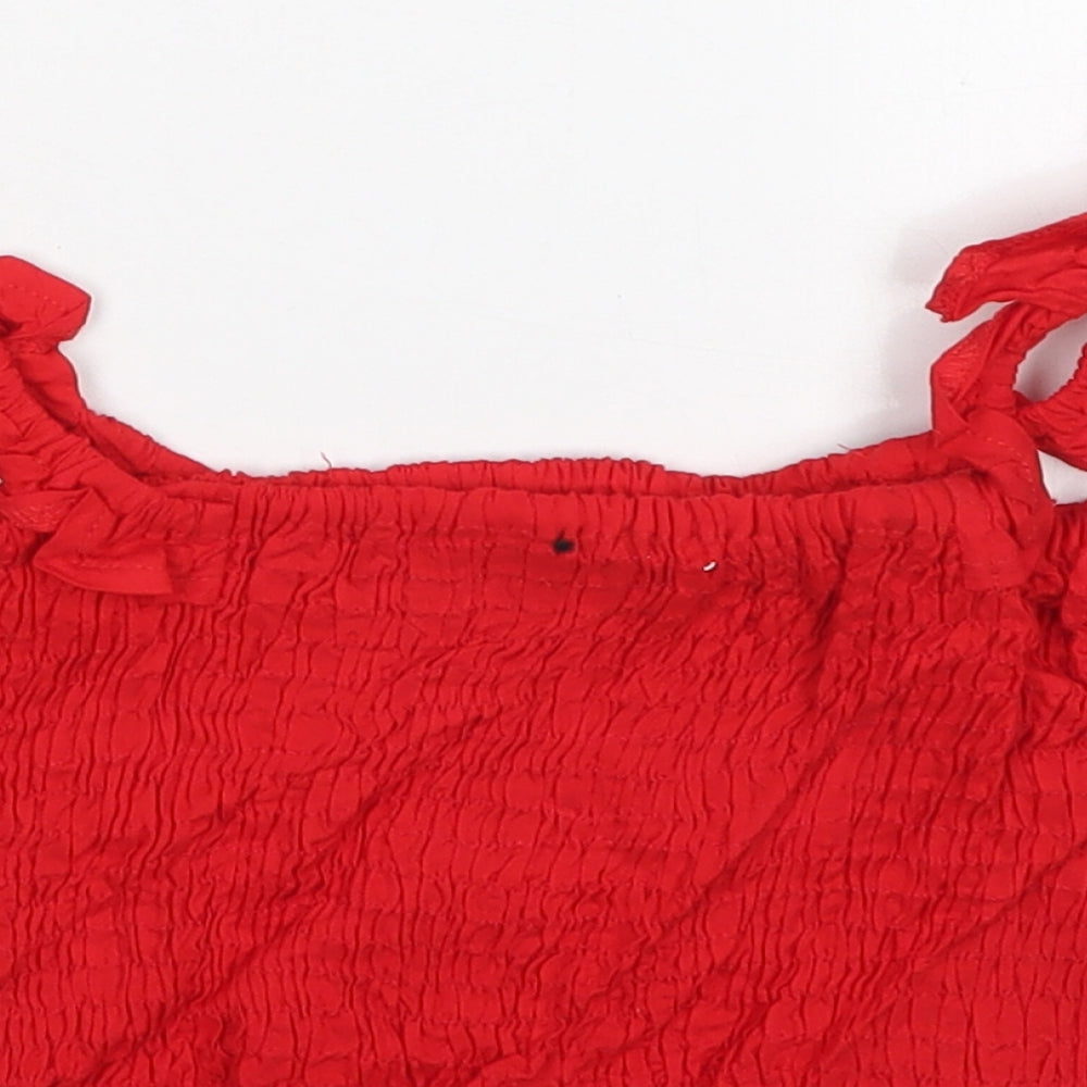 PRETTYLITTLETHING Womens Red  Viscose Cropped Tank Size 8 Square Neck