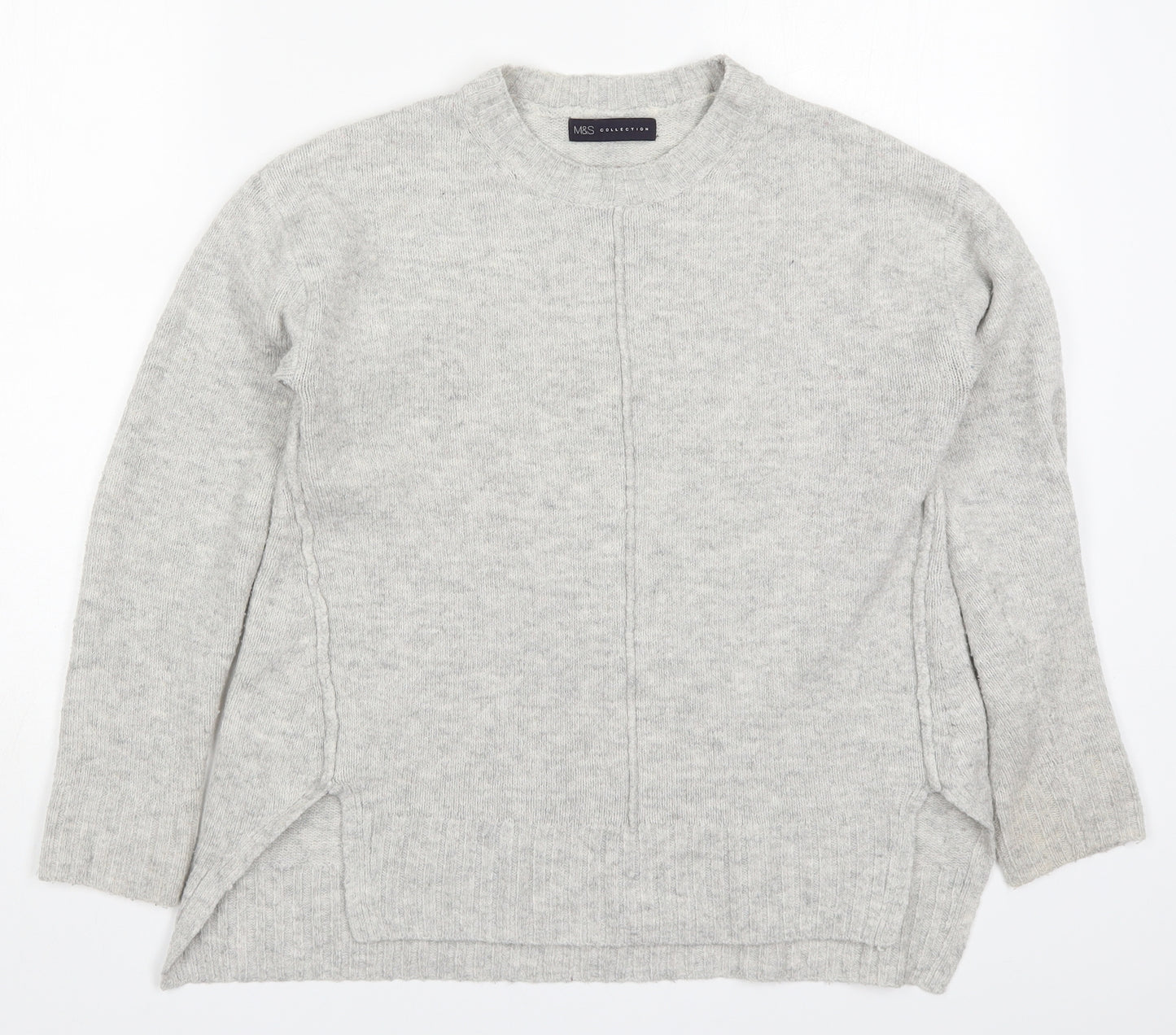 Marks and Spencer Womens Grey Round Neck  Acrylic Pullover Jumper Size S