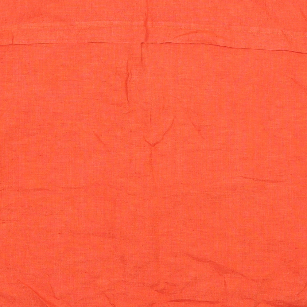 Marks and Spencer Womens Orange  Linen Basic T-Shirt Size 16 V-Neck