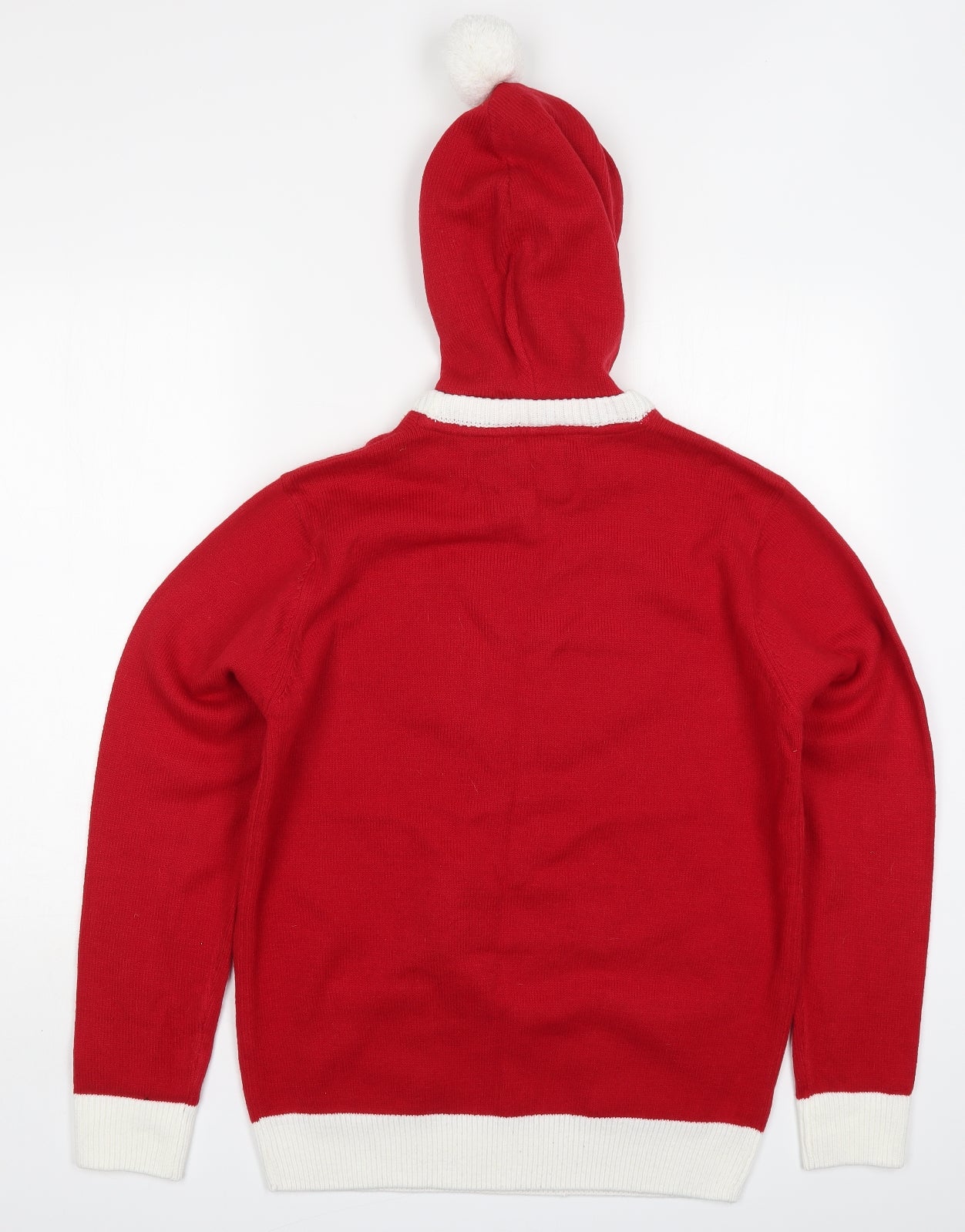 Peacocks Mens Red  Acrylic Pullover Hoodie Size M   - Santa Claus