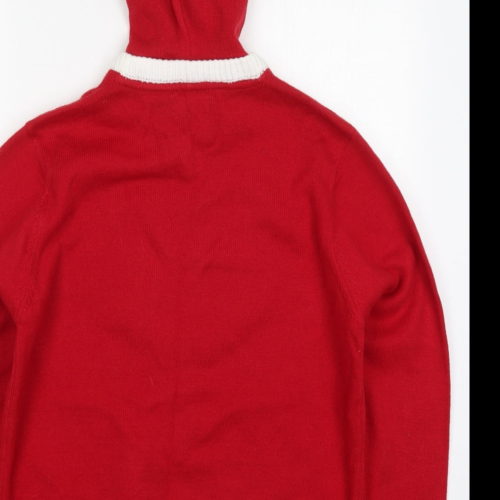 Peacocks Mens Red  Acrylic Pullover Hoodie Size M   - Santa Claus