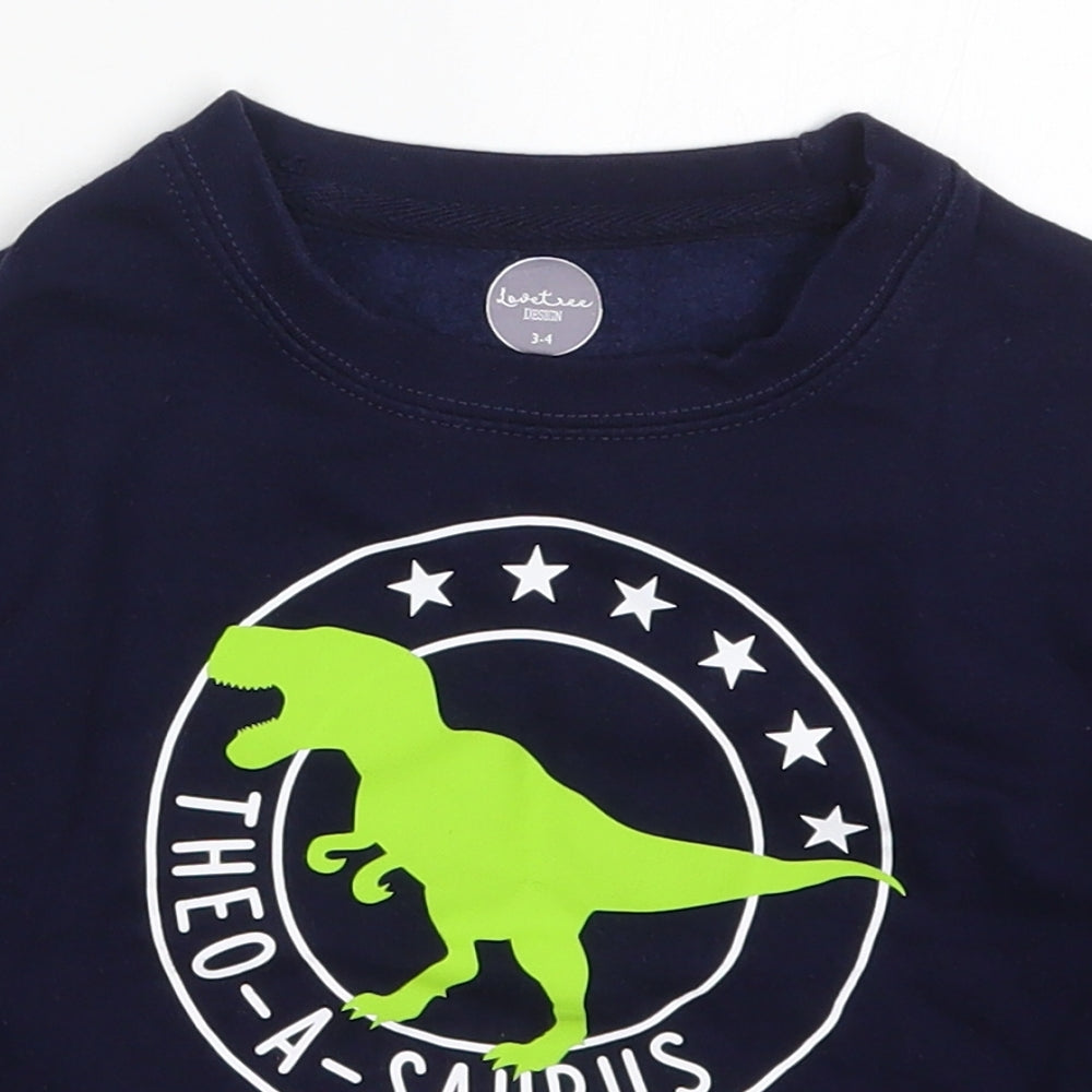 Love Tree Boys Blue  Cotton Pullover Sweatshirt Size 3-4 Years  Pullover - Theo-A-Saurus