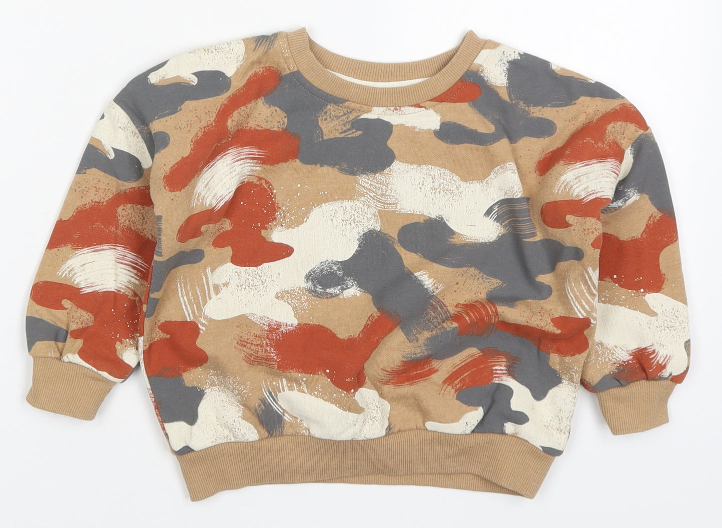 George Boys Beige Camouflage Cotton Pullover Sweatshirt Size 2-3 Years  Pullover