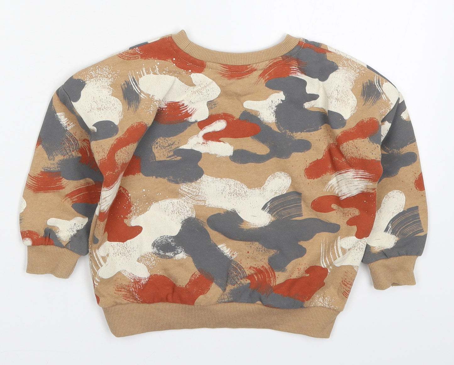 George Boys Beige Camouflage Cotton Pullover Sweatshirt Size 2-3 Years  Pullover