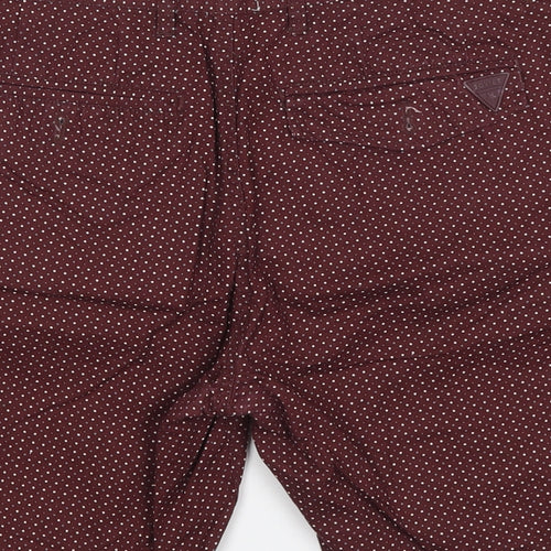 Soviet Mens Red Polka Dot Cotton Bermuda Shorts Size S L8 in Regular Button - Burgundy