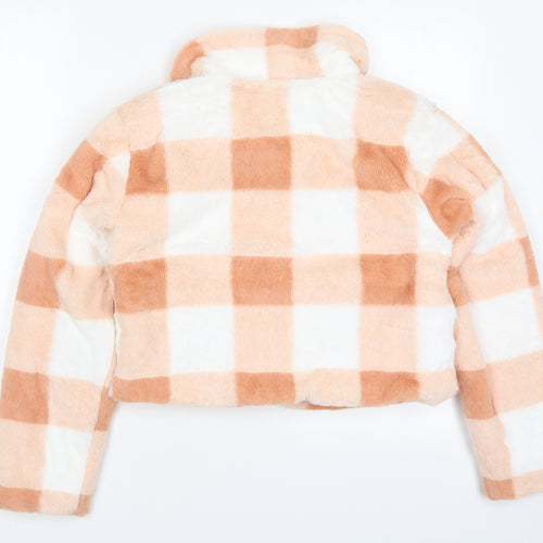 Wednesdays Girl Womens Pink Check  Jacket Coat Size XS  Button