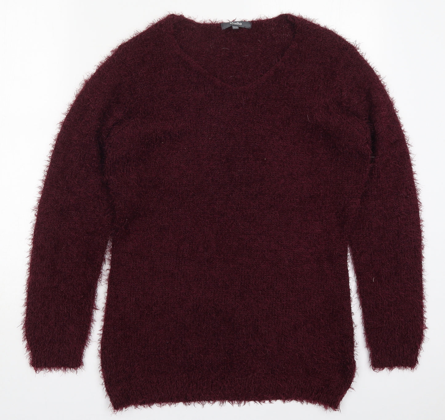 Studio Womens Purple Round Neck  Polyester Pullover Jumper Size 8