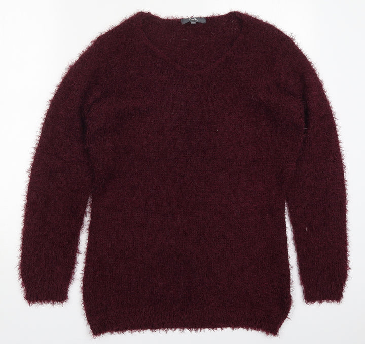 Studio Womens Purple Round Neck  Polyester Pullover Jumper Size 8
