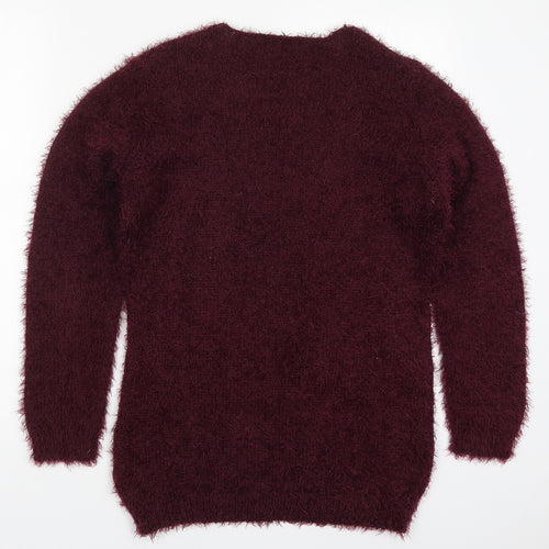 Studio Womens Purple Round Neck  Polyester Pullover Jumper Size 8