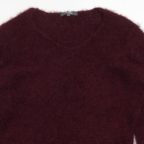 Studio Womens Purple Round Neck  Polyester Pullover Jumper Size 8