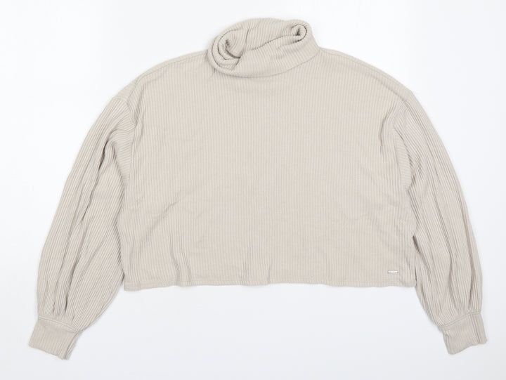 Hollister Womens Beige Roll Neck Viscose Pullover Jumper Size XS