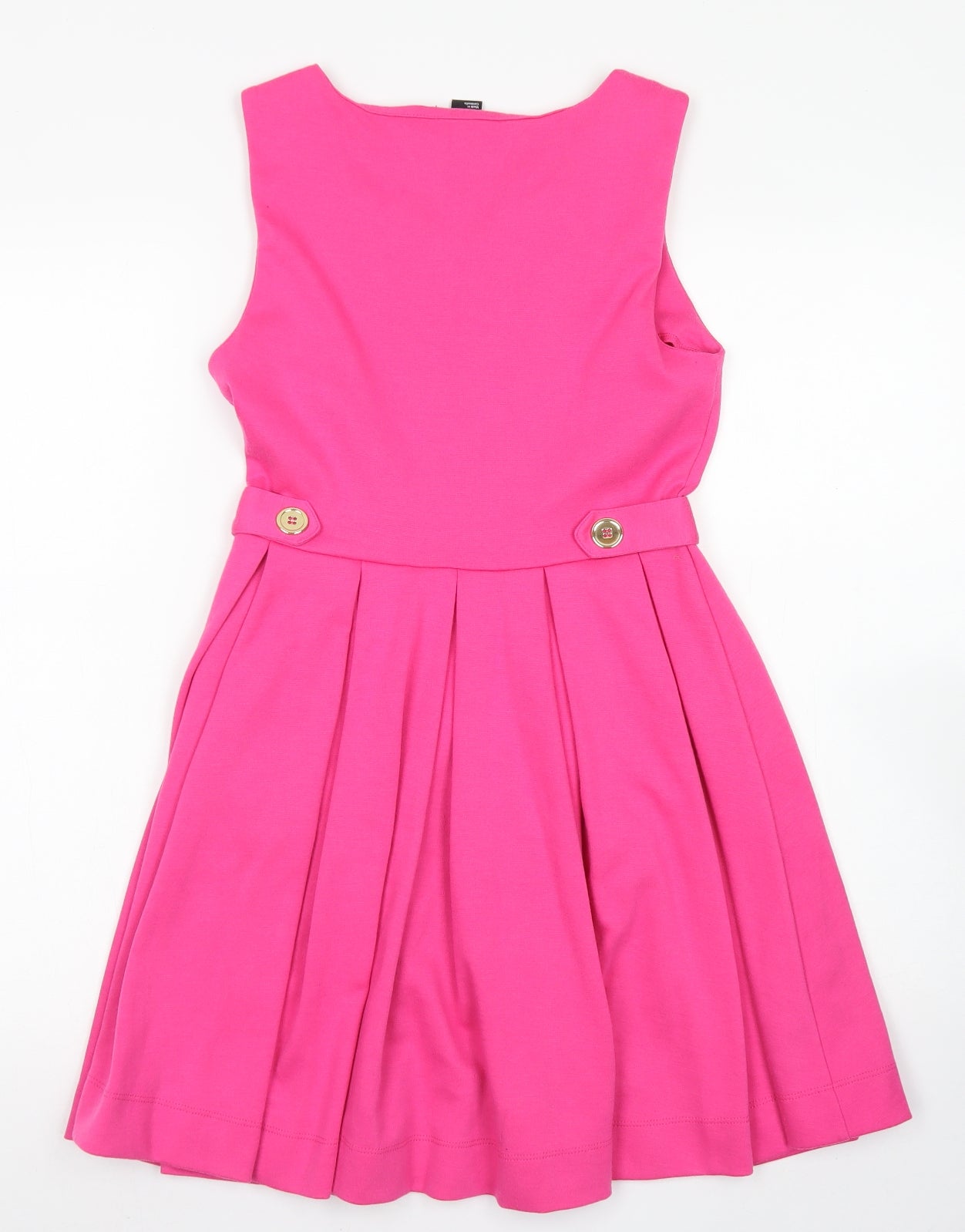 H&M Womens Pink  Polyester Skater Dress  Size S  Round Neck