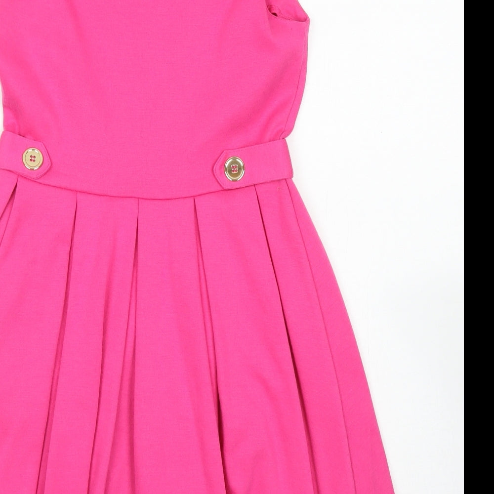 H&M Womens Pink  Polyester Skater Dress  Size S  Round Neck