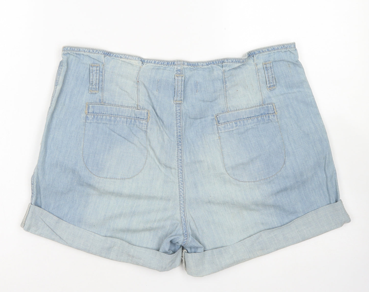 Yes Yes Womens Blue  Cotton Paperbag Shorts Size 12  Regular Button