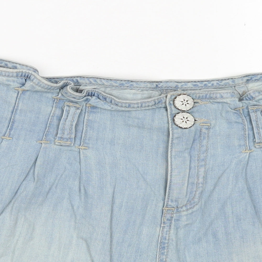Yes Yes Womens Blue  Cotton Paperbag Shorts Size 12  Regular Button