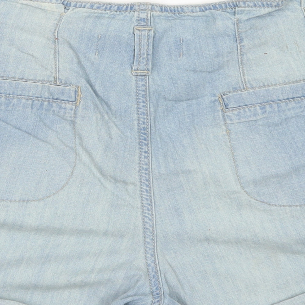 Yes Yes Womens Blue  Cotton Paperbag Shorts Size 12  Regular Button