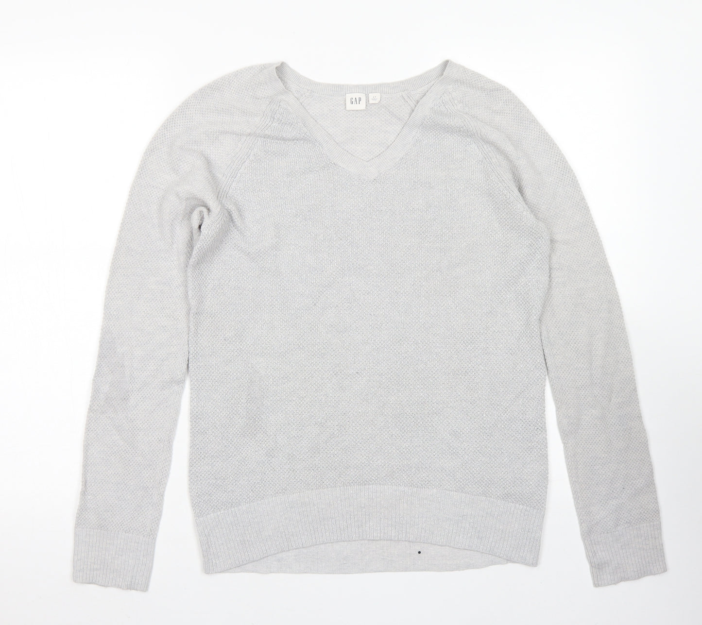 Gap Womens Grey V-Neck  Cotton Pullover Jumper Size S