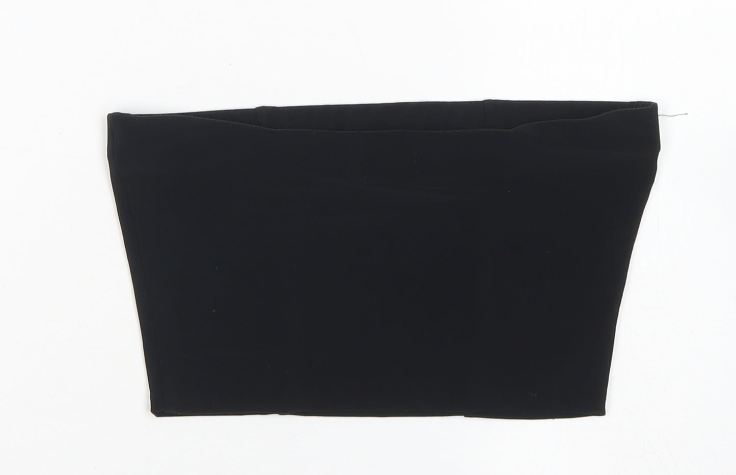 PRETTYLITTLETHING Womens Black  Polyester Cropped Blouse Size 6 Square Neck - Bandeau