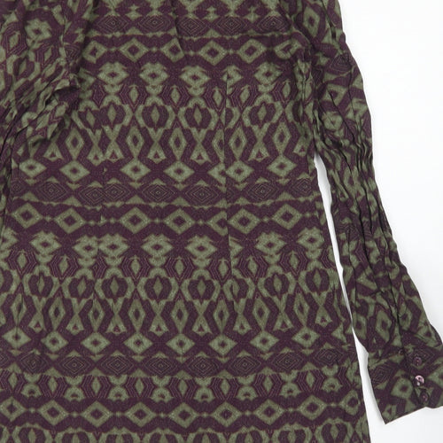 Ginger Soul Womens Purple Argyle/Diamond Viscose Shirt Dress  Size S  Collared Button