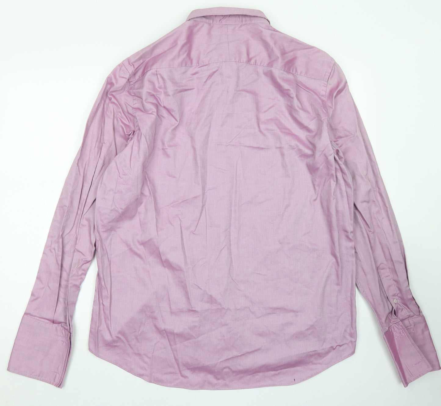 Next Signature Mens Purple  Cotton  Dress Shirt Size 17 Collared Button