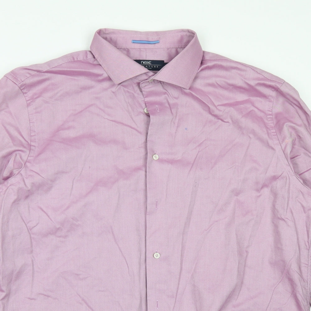 Next Signature Mens Purple  Cotton  Dress Shirt Size 17 Collared Button