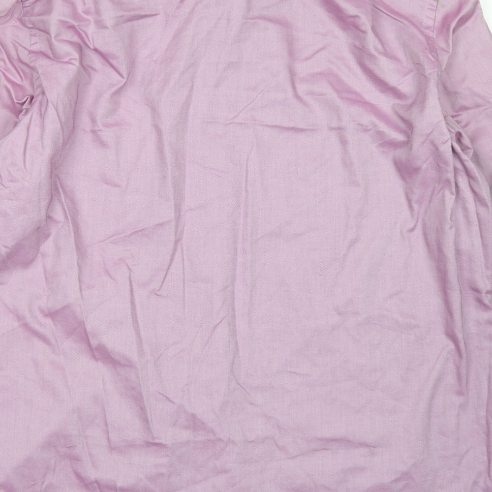 Next Signature Mens Purple  Cotton  Dress Shirt Size 17 Collared Button