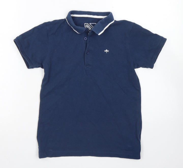 URBN DEPT Boys Blue Cotton Basic Polo Size 9 Years Collared Button
