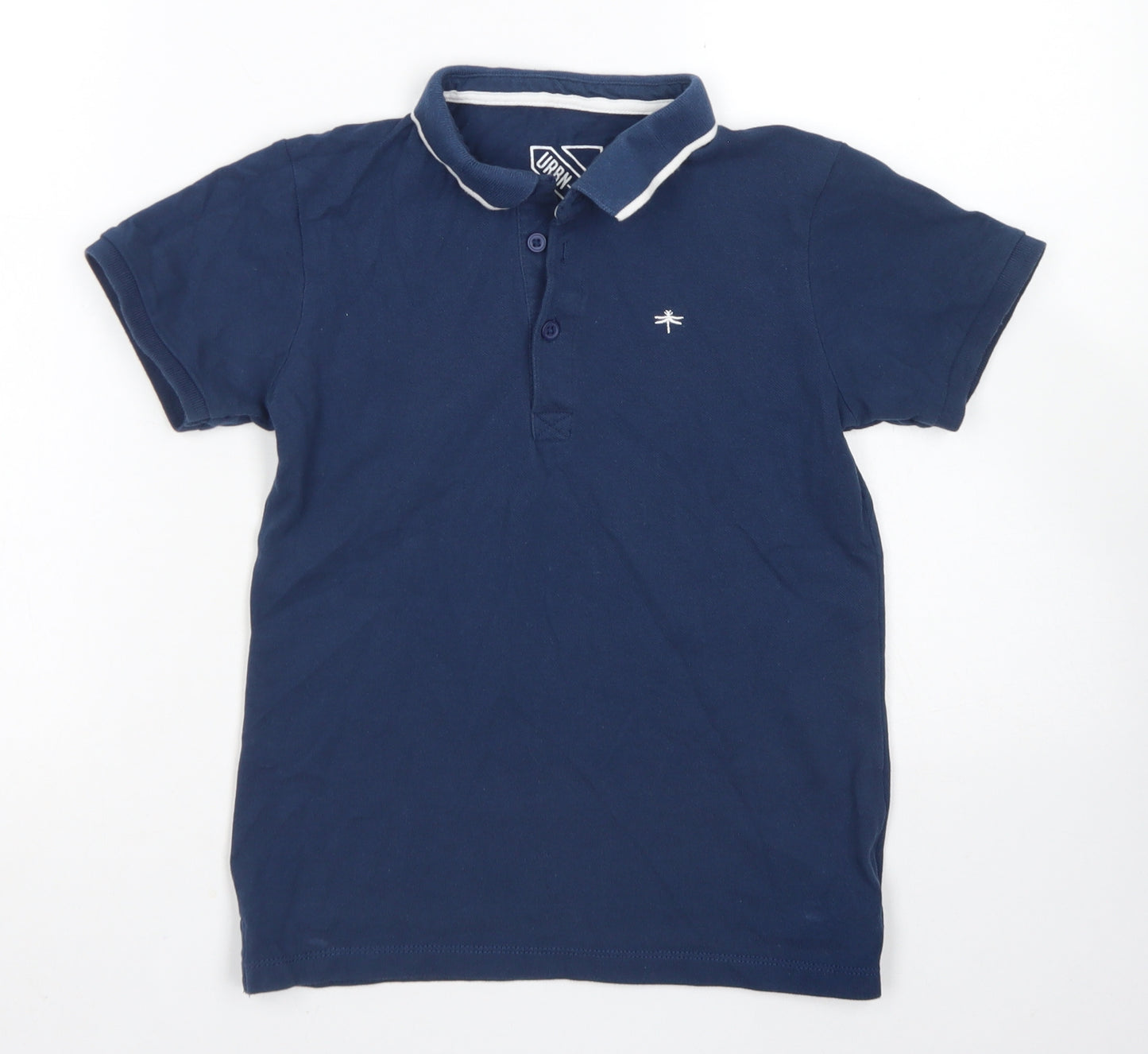 URBN DEPT Boys Blue  Cotton Basic Polo Size 9 Years Collared Button