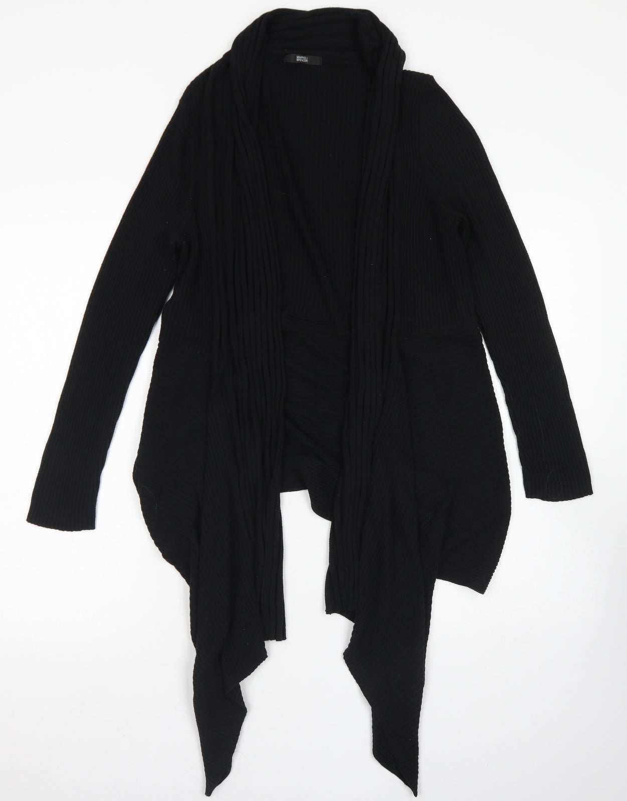 Marks & Spencer Womens Black Collared  Polyamide Cardigan Jumper Size 18