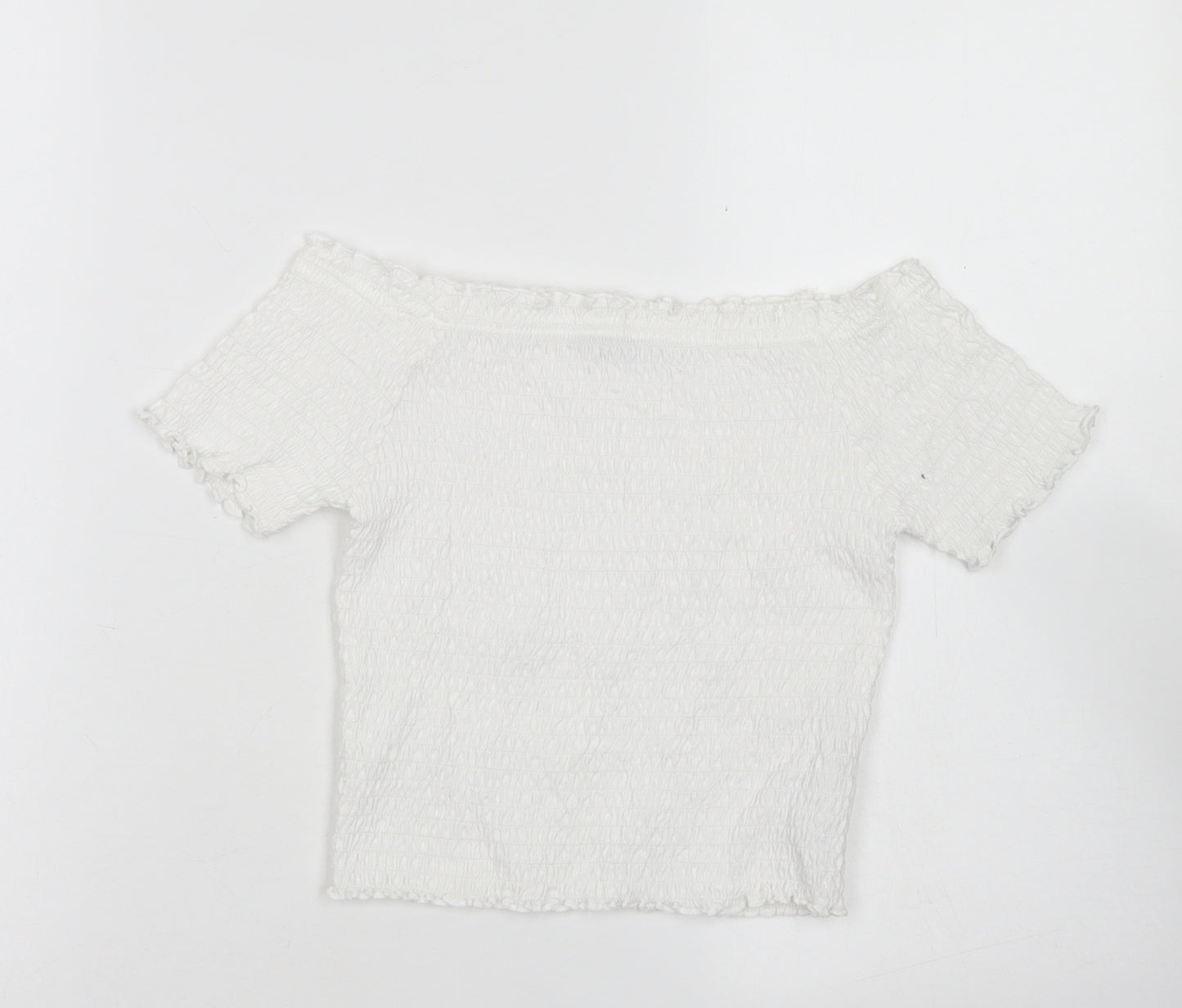 Primark Girls White  Cotton Cropped Blouse Size 10-11 Years Off the Shoulder