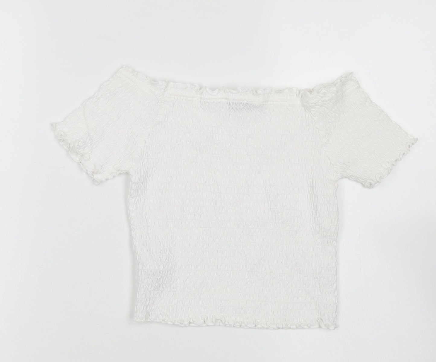 Primark Girls White  Cotton Cropped Blouse Size 10-11 Years Off the Shoulder