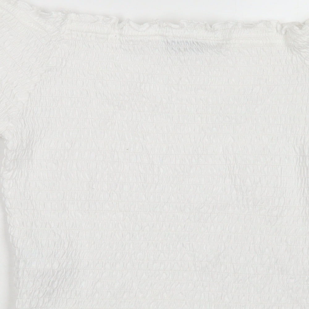 Primark Girls White  Cotton Cropped Blouse Size 10-11 Years Off the Shoulder