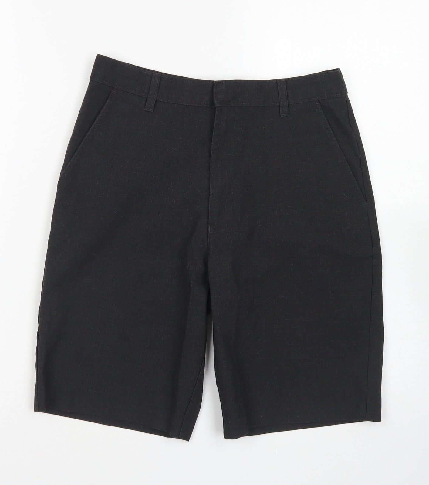 M&S Boys Grey  Polyester Chino Shorts Size 11-12 Years  Regular Hook & Eye - School Wear