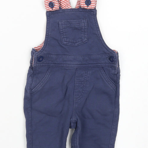 M&S Boys Brown Striped Cotton Dungaree One-Piece Size 0-3 Months  Button