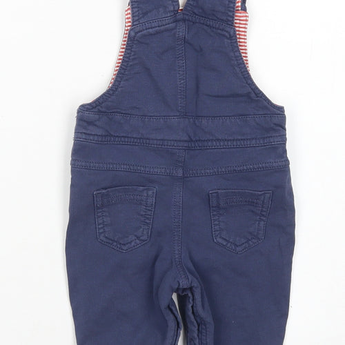 M&S Boys Brown Striped Cotton Dungaree One-Piece Size 0-3 Months  Button