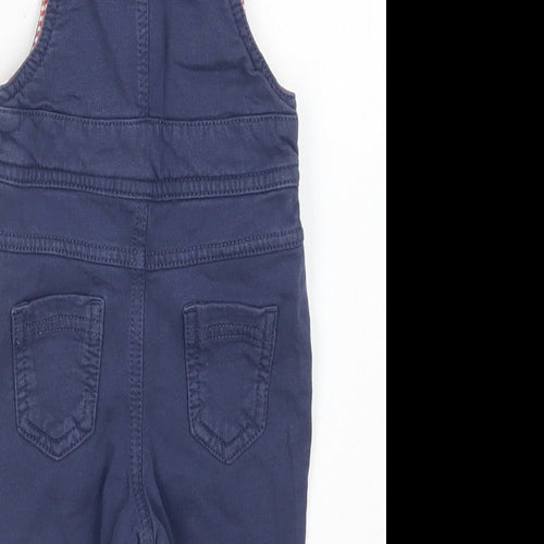 M&S Boys Brown Striped Cotton Dungaree One-Piece Size 0-3 Months  Button