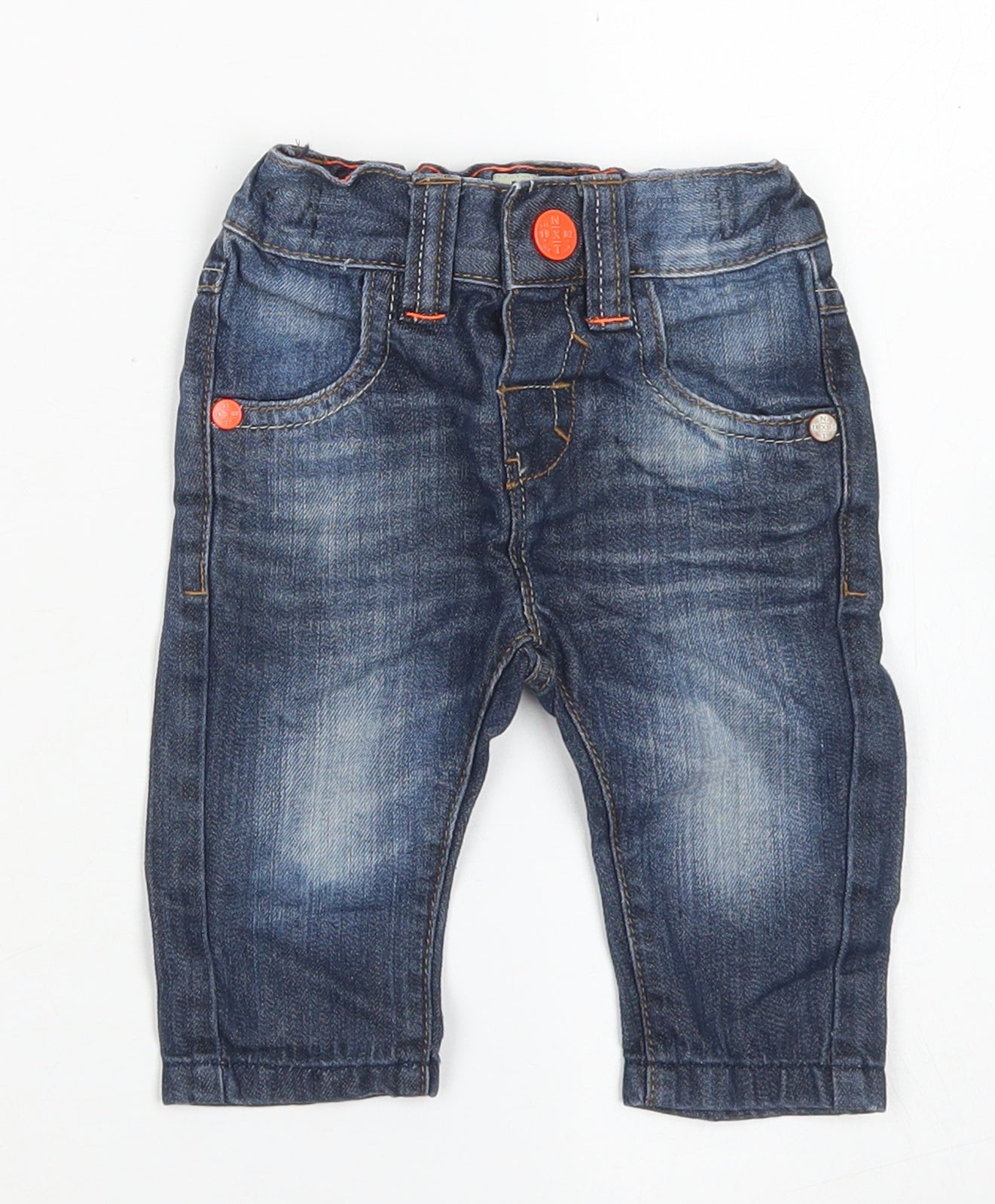 NEXT Boys Blue  Cotton Cargo Jeans Size 3-6 Months  Snap