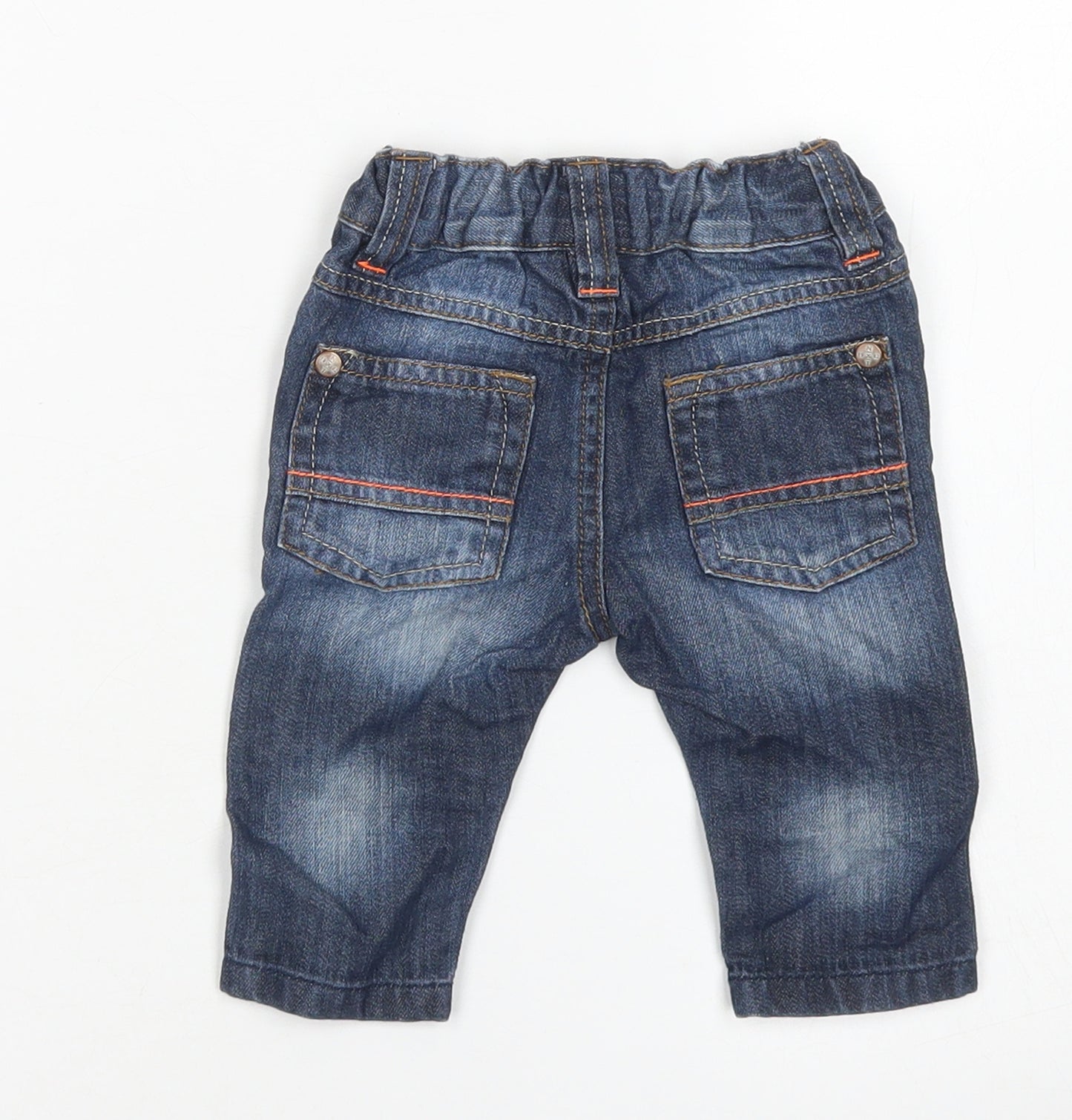 NEXT Boys Blue  Cotton Cargo Jeans Size 3-6 Months  Snap