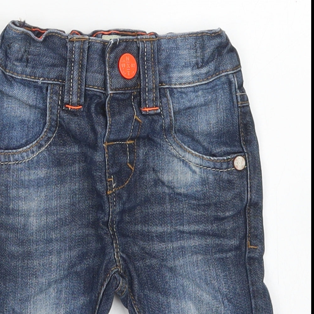 NEXT Boys Blue  Cotton Cargo Jeans Size 3-6 Months  Snap